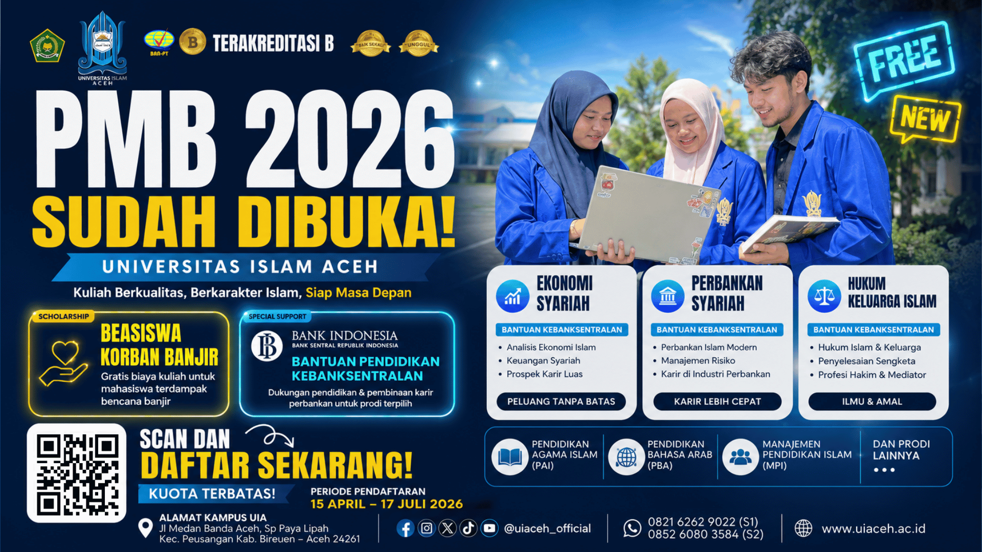 Kuliah gratis di Universitas islam Aceh